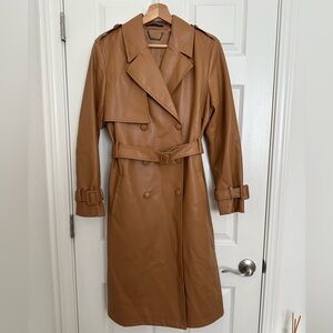 Faux Leather Tan Trench Coat